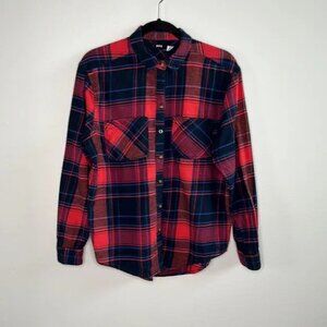 UO BDG Red and Blue Plaid Flannel Oversized Button Down Shirt sz S